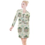 Purple Gifts On A Holy Night   Button Long Sleeve Dress