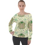 Purple Gifts On A Holy Night   Off Shoulder Long Sleeve Velour Top