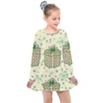 Purple Gifts On A Holy Night   Kids  Long Sleeve Dress