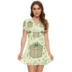 Purple Gifts On A Holy Night   V-Neck High Waist Chiffon Mini Dress