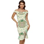 Purple Gifts On A Holy Night   Off Shoulder Ruffle Split Hem Bodycon Dress