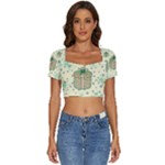 Purple Gifts On A Holy Night   Short Sleeve Square Neckline Crop Top 