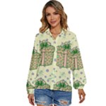 Purple Gifts On A Holy Night   Women s Long Sleeve Button Up Shirt