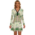 Purple Gifts On A Holy Night   Long Sleeve Deep V Mini Dress 