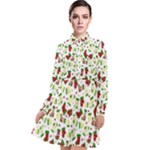 Warm Christmas  Long Sleeve Chiffon Shirt Dress