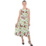 Warm Christmas  Midi Tie-Back Chiffon Dress