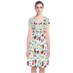 Warm Christmas  Short Sleeve Front Wrap Dress