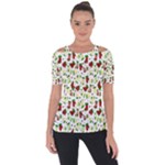 Warm Christmas  Shoulder Cut Out Short Sleeve Top