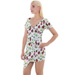 Warm Christmas  Short Sleeve Asymmetric Mini Dress