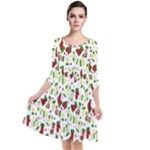 Warm Christmas  Quarter Sleeve Waist Band Dress