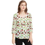 Warm Christmas  Chiffon Quarter Sleeve Blouse