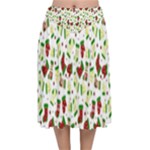 Warm Christmas  Velvet Flared Midi Skirt