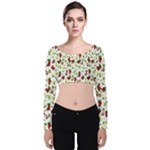 Warm Christmas  Velvet Long Sleeve Crop Top