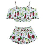 Warm Christmas  Kids  Off Shoulder Skirt Bikini