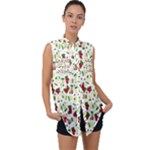 Warm Christmas  Sleeveless Chiffon Button Shirt