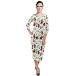 Warm Christmas  Quarter Sleeve Midi Velour Bodycon Dress