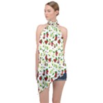 Warm Christmas  Halter Asymmetric Satin Top