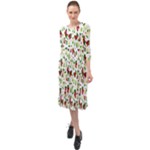 Warm Christmas  Ruffle End Midi Chiffon Dress