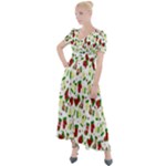 Warm Christmas  Button Up Short Sleeve Maxi Dress