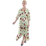 Warm Christmas  Quarter Sleeve Wrap Front Maxi Dress