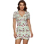 Warm Christmas  Low Cut Cap Sleeve Mini Dress