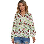 Warm Christmas  Women s Long Sleeve Button Up Shirt