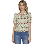 Warm Christmas  Puffed Short Sleeve Button Up Jacket