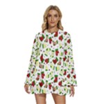 Warm Christmas  Round Neck Long Sleeve Bohemian Style Chiffon Mini Dress