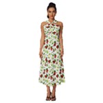 Warm Christmas  Sleeveless Cross Front Cocktail Midi Chiffon Dress