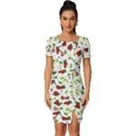 Warm Christmas  Fitted Knot Split End Bodycon Dress