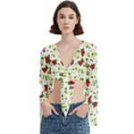 Warm Christmas  Trumpet Sleeve Cropped Top