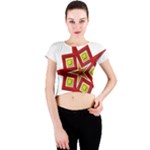 Pattern Tile Decorative Design Star Crew Neck Crop Top