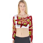Pattern Tile Decorative Design Star Long Sleeve Crop Top