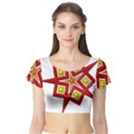 Pattern Tile Decorative Design Star Short Sleeve Crop Top
