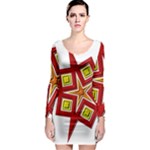 Pattern Tile Decorative Design Star Long Sleeve Bodycon Dress