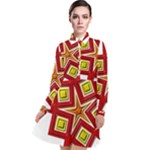 Pattern Tile Decorative Design Star Long Sleeve Chiffon Shirt Dress