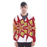 Pattern Tile Decorative Design Star Men s Hooded Windbreaker