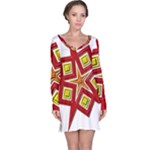 Pattern Tile Decorative Design Star Long Sleeve Nightdress
