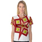 Pattern Tile Decorative Design Star V-Neck Sport Mesh T-Shirt
