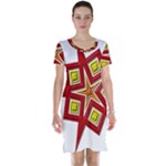 Pattern Tile Decorative Design Star Short Sleeve Nightdress
