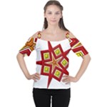 Pattern Tile Decorative Design Star Cutout Shoulder T-Shirt