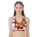 Pattern Tile Decorative Design Star Sports Bra with Border