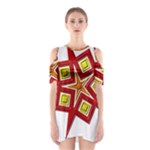Pattern Tile Decorative Design Star Shoulder Cutout One Piece Dress