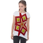 Pattern Tile Decorative Design Star Cap Sleeve High Low Top