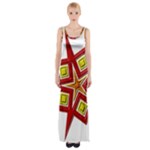 Pattern Tile Decorative Design Star Thigh Split Maxi Dress