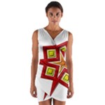 Pattern Tile Decorative Design Star Wrap Front Bodycon Dress