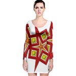 Pattern Tile Decorative Design Star Long Sleeve Velvet Bodycon Dress