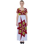 Pattern Tile Decorative Design Star High Waist Short Sleeve Maxi Dress