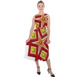 Pattern Tile Decorative Design Star Midi Tie-Back Chiffon Dress