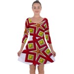 Pattern Tile Decorative Design Star Quarter Sleeve Skater Dress